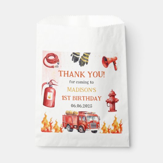 Brandweerman eerste verjaardagsfeest bedankzakje (Voorkant)