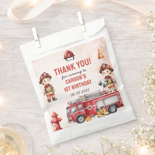 Brandweerman eerste verjaardagsfeest bedankzakje (Geknipt)