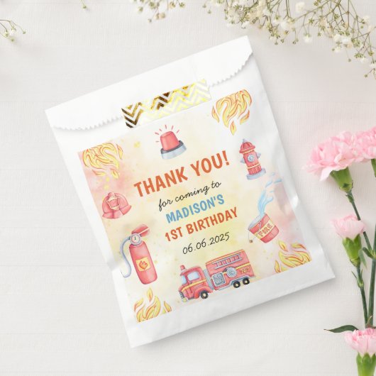 Brandweerman eerste verjaardagsfeest bedankzakje (Gezegeld)