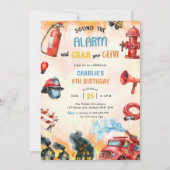 Brandweerman eerste verjaardagsfeest kaart (Voorkant)