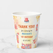 Brandweerman eerste verjaardagsfeest papieren bekers (Achterkant)