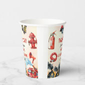 Brandweerman eerste verjaardagsfeest papieren bekers (Rechts)