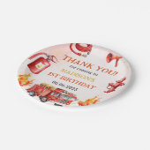 Brandweerman eerste verjaardagsfeest papieren bordje (Gekanteld)