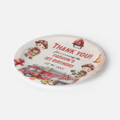 Brandweerman eerste verjaardagsfeest papieren bordje (Gekanteld)