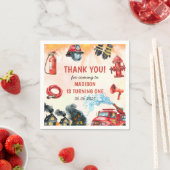 Brandweerman eerste verjaardagsfeest servet (Insitu)