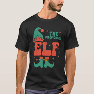 Brandweerman Elf Familie Matching Kerstmis Pjs Fun T-shirt