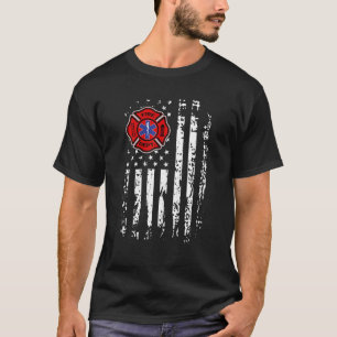 Brandweerman EMT Firefighter EMS American Flag Gif T-shirt