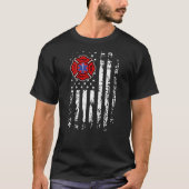 Brandweerman EMT Firefighter EMS USA Flag Back Pri T-shirt (Voorkant)