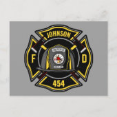 Brandweerman en brandweerteam van brandweerdienst briefkaart (Voorkant)