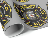 Brandweerman en brandweerteam van brandweerdienst cadeaupapier (Rol Hoek)