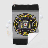 Brandweerman en brandweerteam van brandweerdienst golfhanddoek (Insitu)