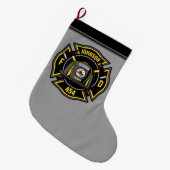 Brandweerman en brandweerteam van brandweerdienst grote kerstsok (Voorkant (Hangend))