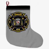 Brandweerman en brandweerteam van brandweerdienst grote kerstsok (Voorkant)