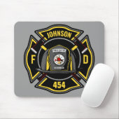 Brandweerman en brandweerteam van brandweerdienst muismat (Met muis)