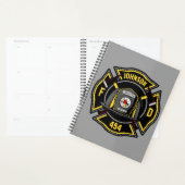 Brandweerman en brandweerteam van brandweerdienst planner (Display)