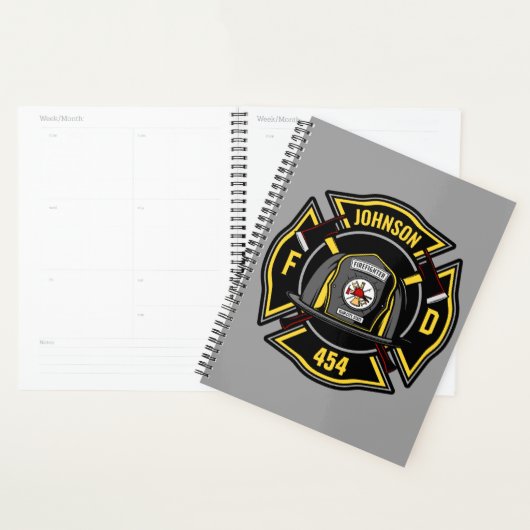 Brandweerman en brandweerteam van brandweerdienst planner (Display)