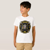 Brandweerman en brandweerteam van brandweerdienst t-shirt (Voorkant volledig)