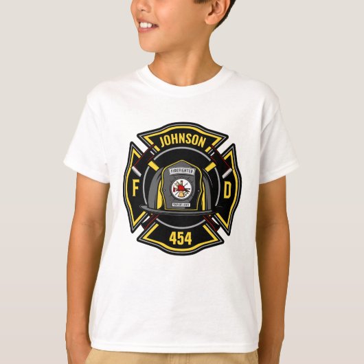 Brandweerman en brandweerteam van brandweerdienst t-shirt (Voorkant)
