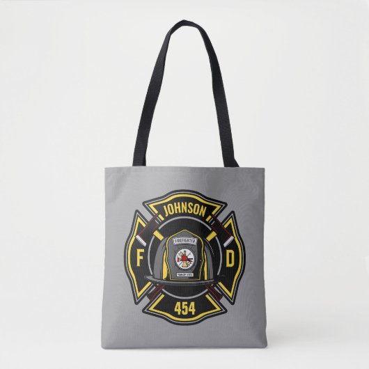 Brandweerman en brandweerteam van brandweerdienst tote bag (Voorkant)