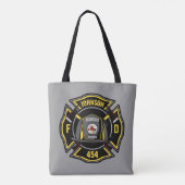 Brandweerman en brandweerteam van brandweerdienst tote bag (Achterkant)