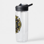 Brandweerman en brandweerteam van brandweerdienst waterfles (Links)