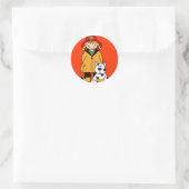Brandweerman en hond ronde sticker (Tas)