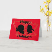 Brandweerman en Santa Silhouette Kerst Kaart (Gele Bloem)