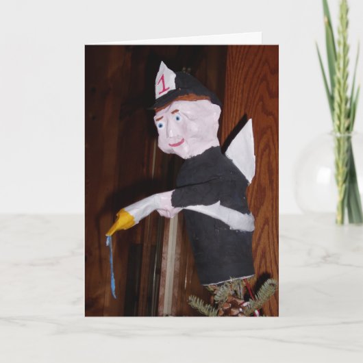 "Brandweerman engel boomtopper" kerstkaart Kaart (Voorkant)