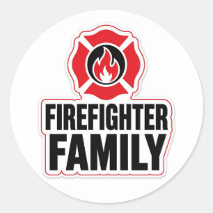 Brandweerman Familie Ronde Sticker