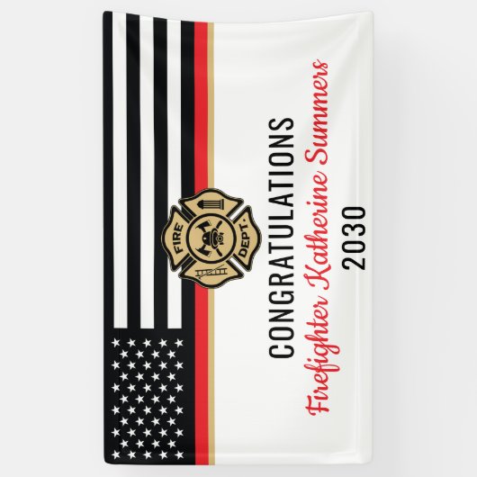 Brandweerman Fire Academy Afstudeerfeest Spandoek (Verticaal)