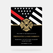 Brandweerman Fire Academy Afstudeerfeest Welkom Acryl Bord (Voorkant)