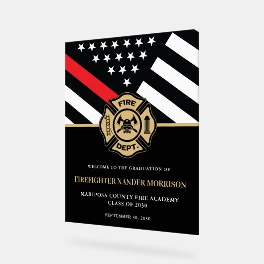 Brandweerman Fire Academy Afstudeerfeest Welkom Acryl Bord (Hoek)