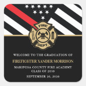 Brandweerman Fire Academy Afstudeerfeest Welkom Vierkante Sticker (Voorkant)