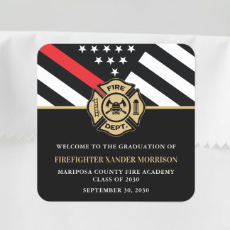 Brandweerman Fire Academy Afstudeerfeest Welkom Vierkante Sticker