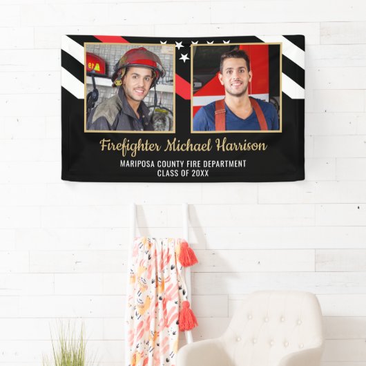 Brandweerman Fire Academy Afstuderen 2 Foto Spandoek (Insitu)