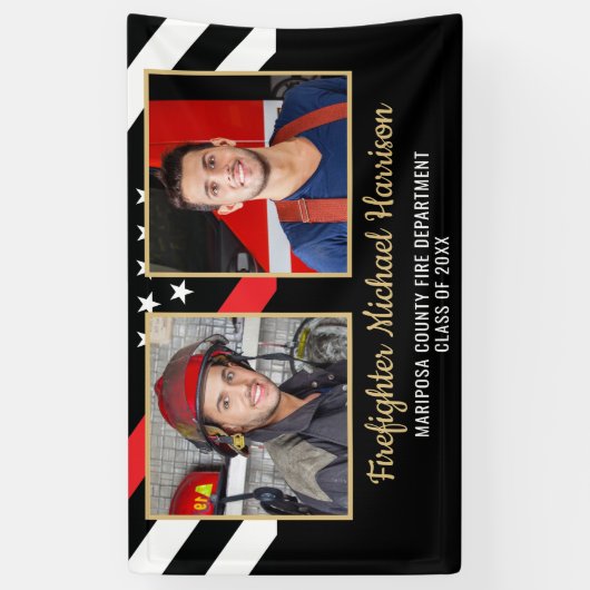 Brandweerman Fire Academy Afstuderen 2 Foto Spandoek (Verticaal)