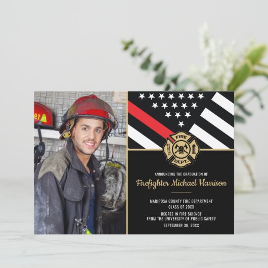 Brandweerman Fire Academy Afstuderen Brandweerman  Aankondiging (Staand voorkant)