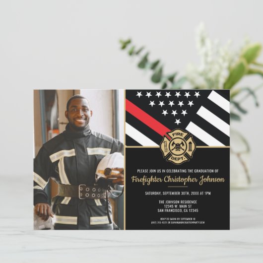 Brandweerman Fire Academy Afstuderen Brandweerman  Kaart (Staand voorkant)