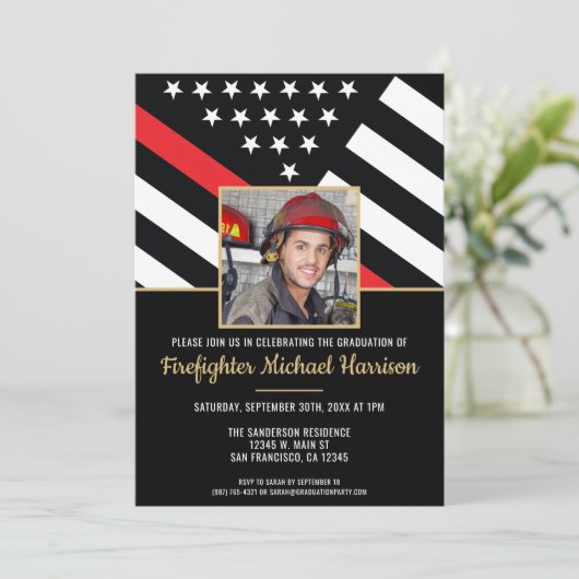 Brandweerman Fire Academy Afstuderen Brandweerman  Kaart (Staand voorkant)