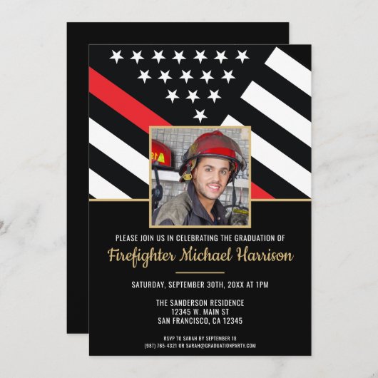 Brandweerman Fire Academy Afstuderen Brandweerman  Kaart (Voorkant / Achterkant)