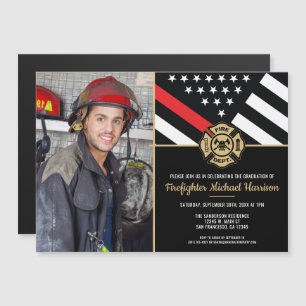 Brandweerman Fire Academy Afstuderen Brandweerman  Magnetische Uitnodiging