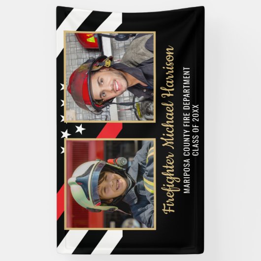 Brandweerman Fire Academy Afstuderen Brandweerman  Spandoek (Verticaal)