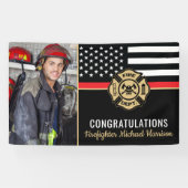 Brandweerman Fire Academy Afstuderen Flag Foto Spandoek (Horizontaal)