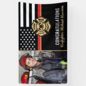 Brandweerman Fire Academy Afstuderen Flag Foto Spandoek (Verticaal)