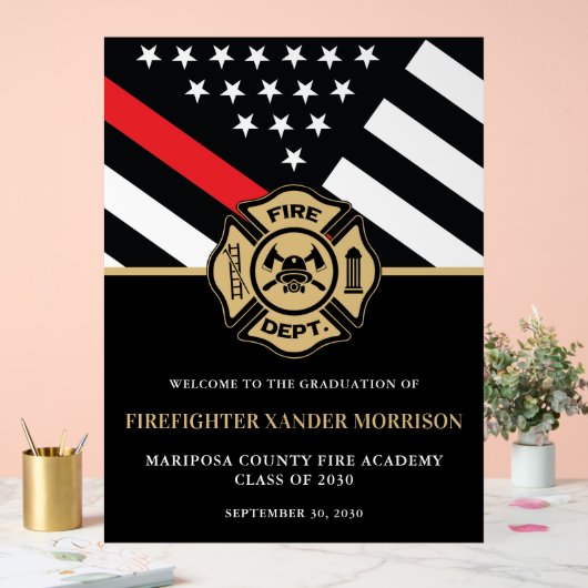 Brandweerman Fire Academy Afstuderen Welkom Acryl Bord (Huwelijk)