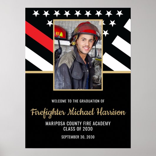 Brandweerman Fire Academy Graduation Party Foto Poster (Voorkant)