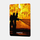 Brandweerman Flames Metal Ornament (Voorkant links)