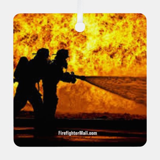 Brandweerman Flames Metal Ornament (Voorkant)
