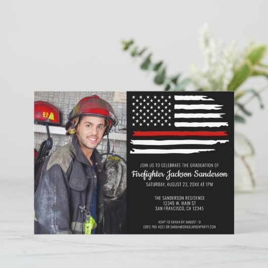 Brandweerman Foto Fire Academy Afstuderen Kaart (Staand voorkant)