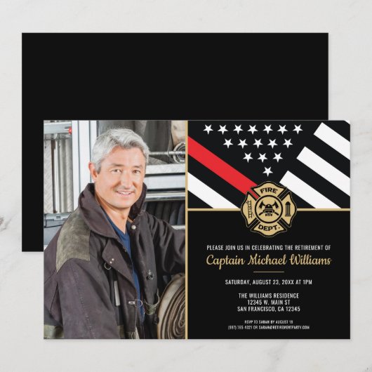 Brandweerman Foto Rode lijn Vlag Brandweerman Pens Kaart (Voorkant / Achterkant)